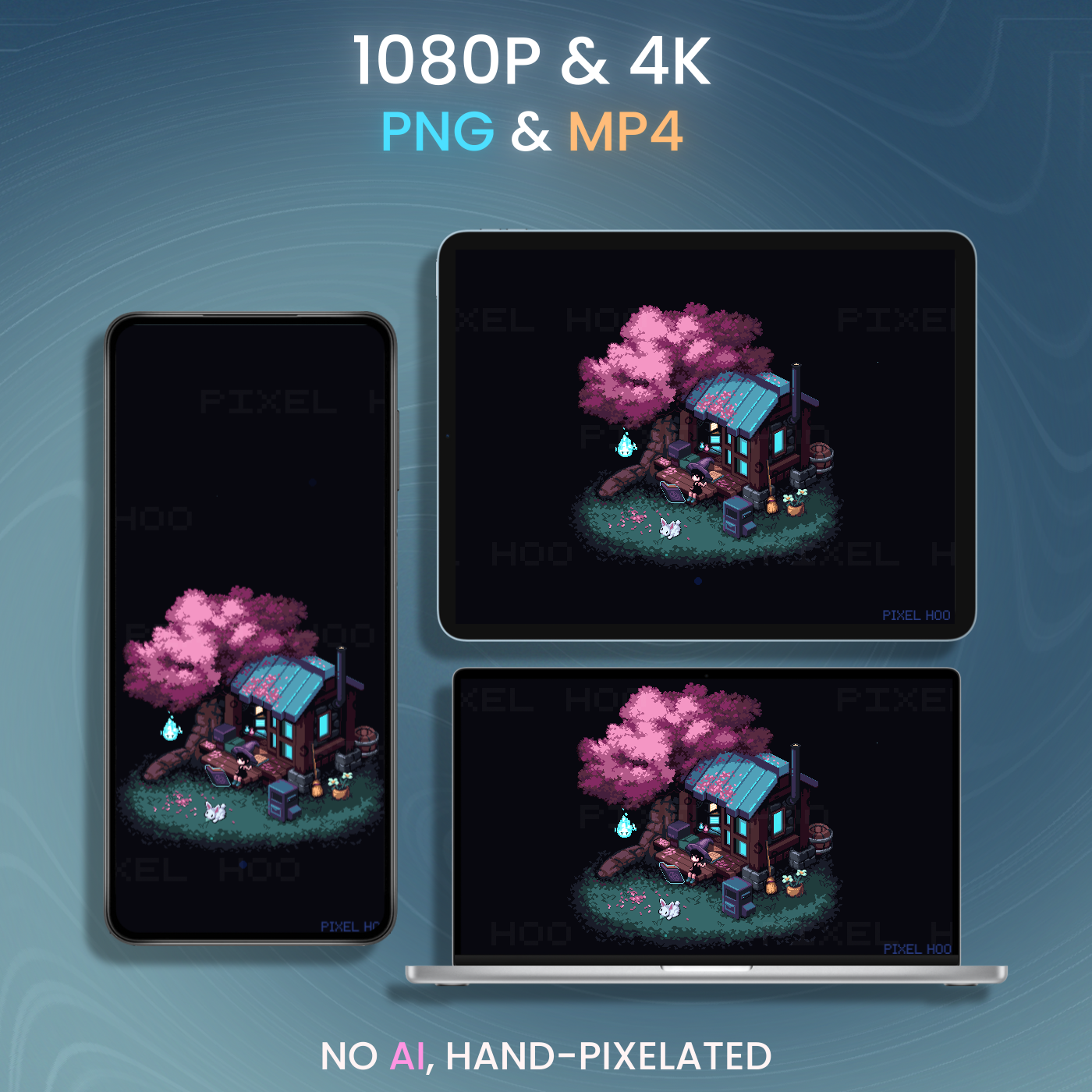 Free Pixel Art Isometric Island Witch Cottage Animated Wallpaper | 4K & 1080p