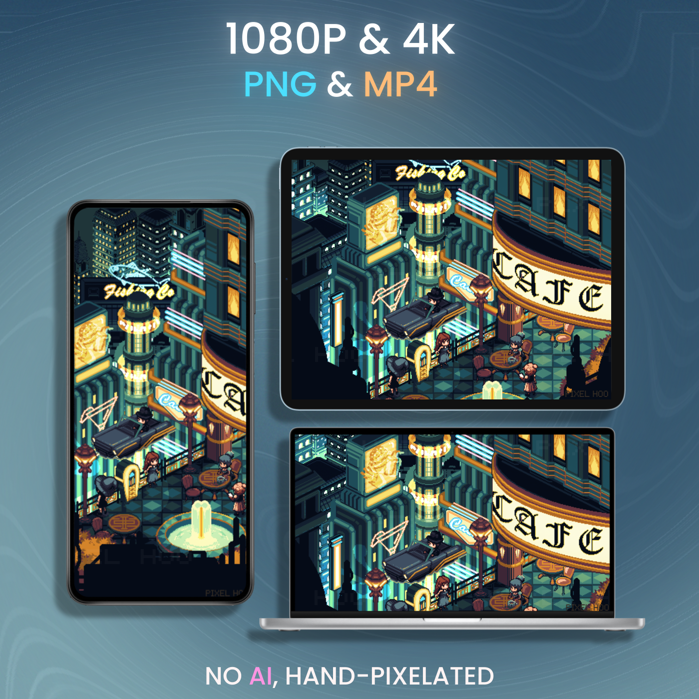 Art Deco City Pixel Art Wallpaper | 4K & 1080p for Desktop, Mobile, Tablet, Ultrawide