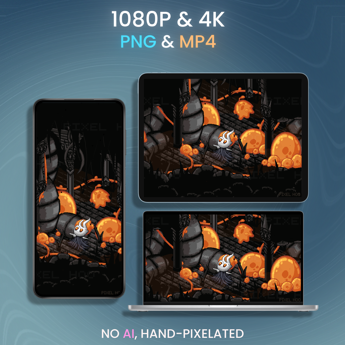 Broken Vessel Pixel Art Wallpaper – Hollow Knight | 4K & 1080p for Desktop, Mobile, Tablet, Ultrawide