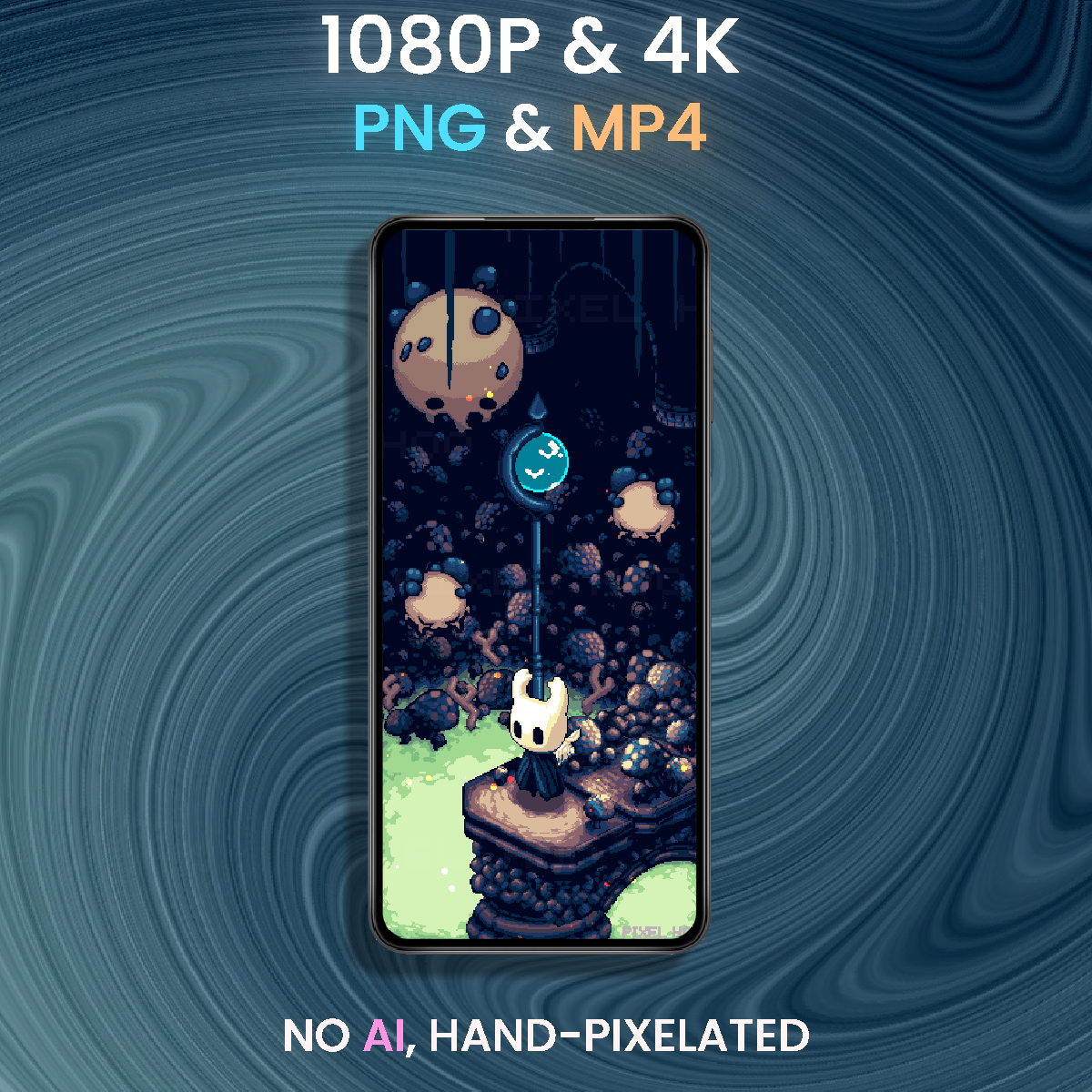 Fungal Wastes Pixel Art Knight Wallpaper – Hollow Knight | 4K & 1080p for Mobile Only