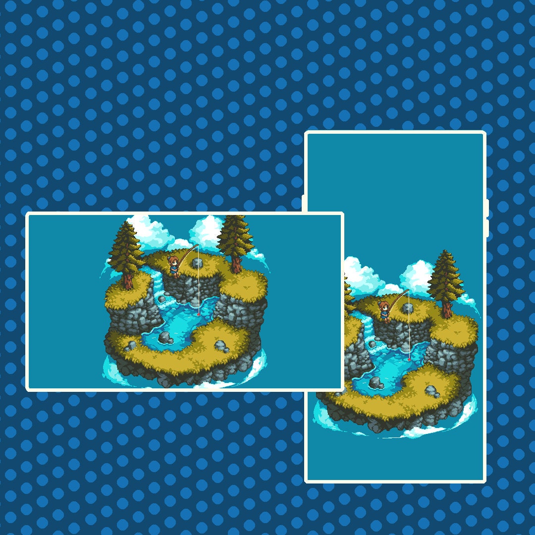 Pixel Art Isometric Island Lake Animated Wallpaper