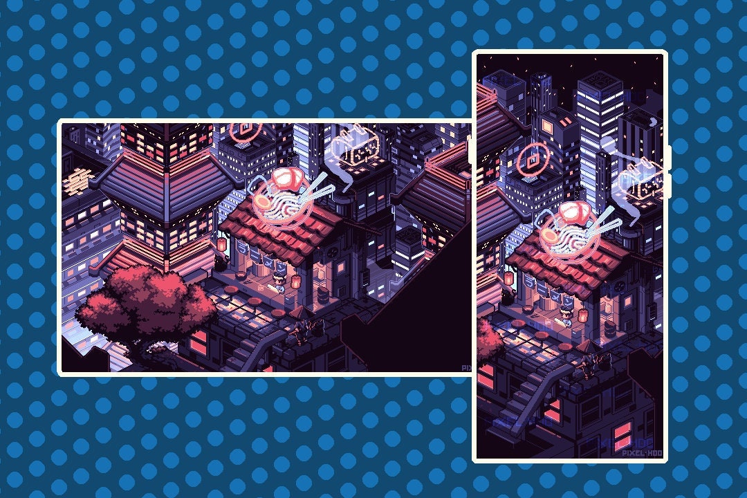 Retro Pixel Art Wallpaper - Cyberpunk Ramen Shop