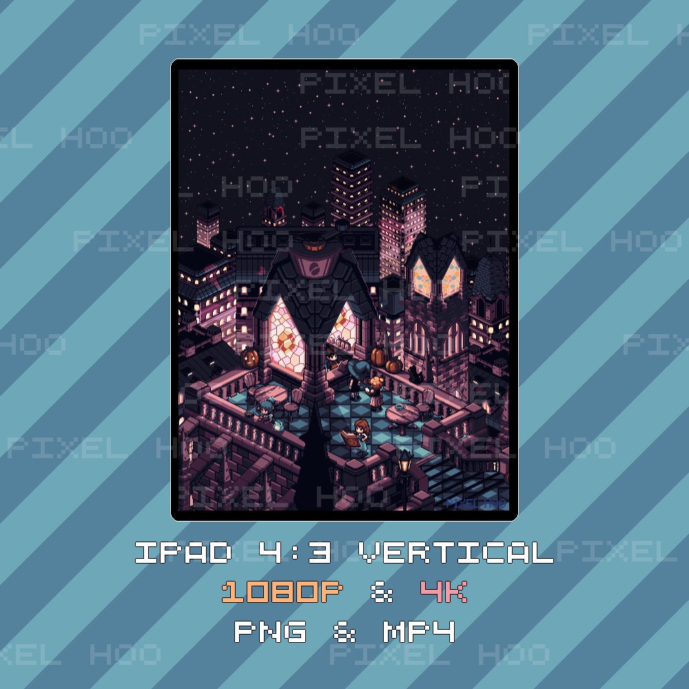 Animated Pixel Art Gothic Café Wallpaper | 4K & 1080p for Desktop, Mobile, Tablet