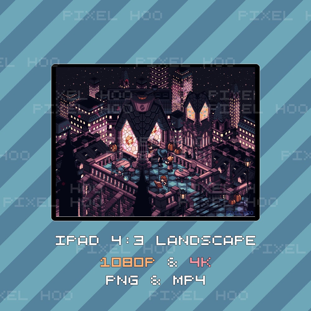 Animated Pixel Art Gothic Café Wallpaper | 4K & 1080p for Desktop, Mobile, Tablet