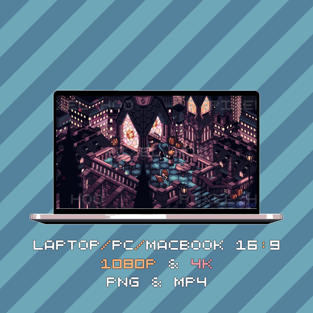 Animated Pixel Art Gothic Café Wallpaper | 4K & 1080p for Desktop, Mobile, Tablet