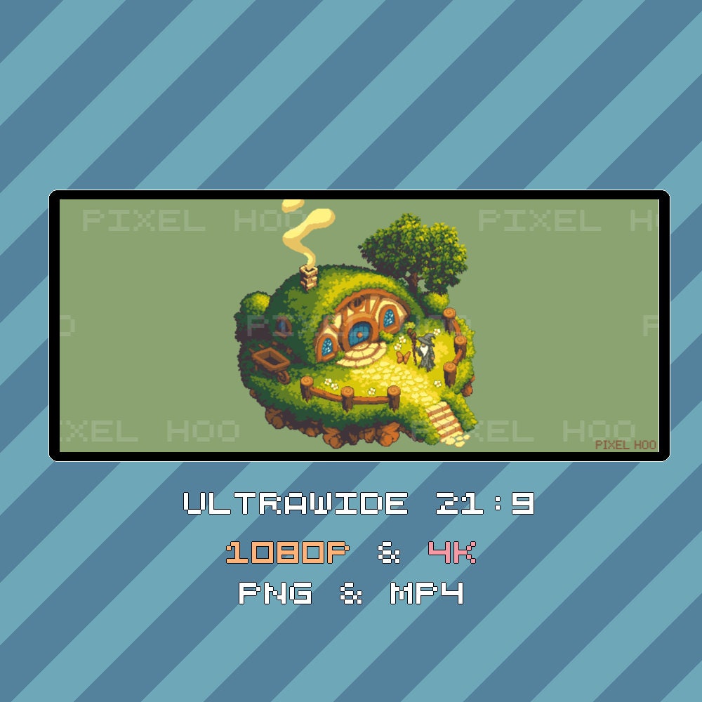 Shire House Animated Pixel Art Wallpaper | 4K & 1080p for Desktop, Mobile, Tablet, Ultrawide