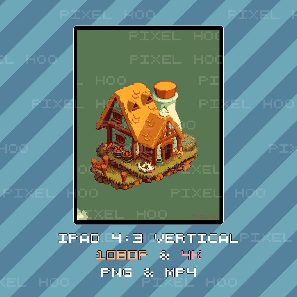 Pixel Art Isometric Island Farm Cottage Animated Wallpaper
