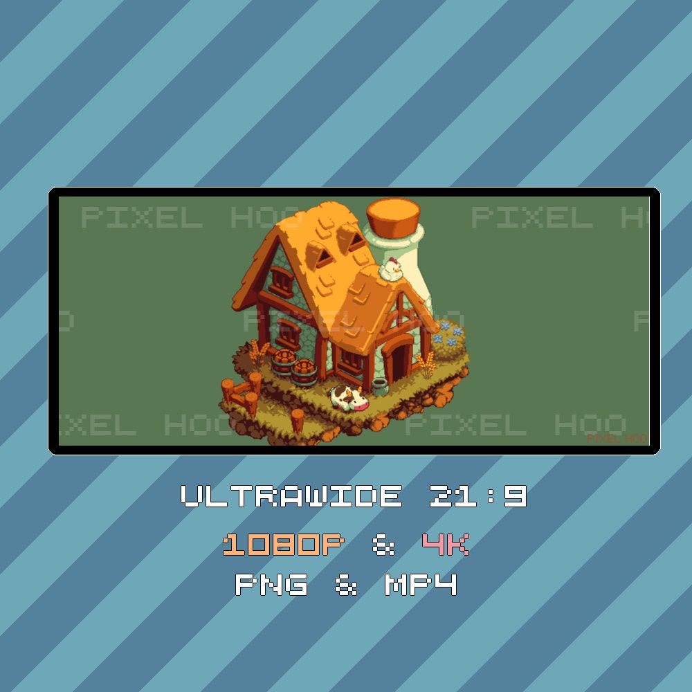 Pixel Art Isometric Island Farm Cottage Animated Wallpaper