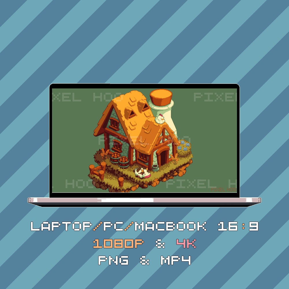 Pixel Art Isometric Island Farm Cottage Animated Wallpaper
