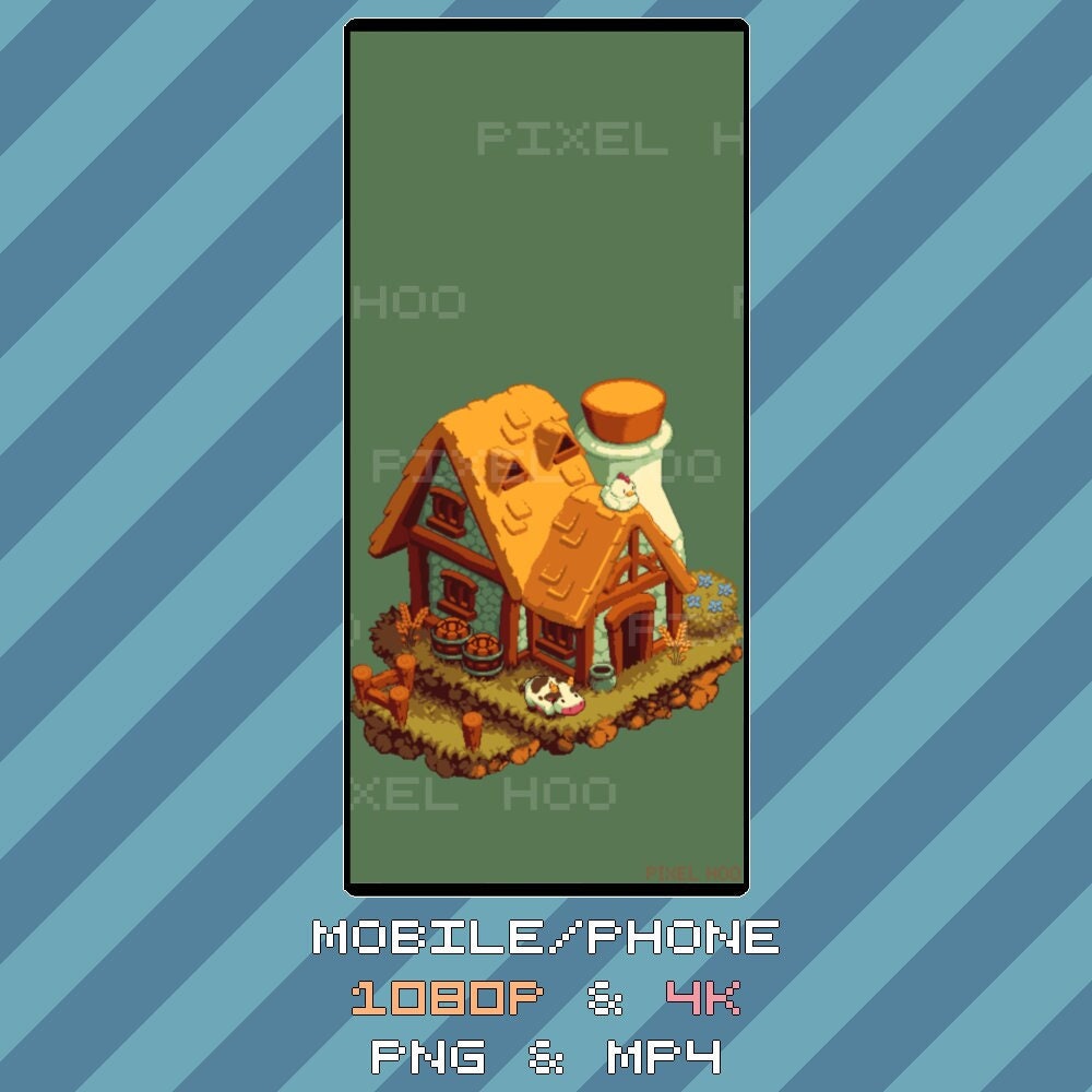 Pixel Art Isometric Island Farm Cottage Animated Wallpaper