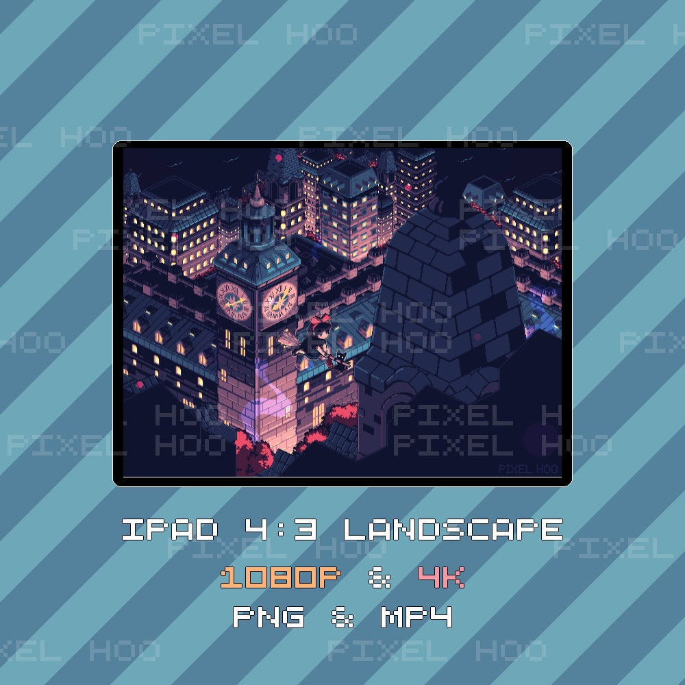 Animated Pixel Art Kiki’s Delivery Service Wallpaper | 4K & 1080p for Desktop, Mobile, Tablet