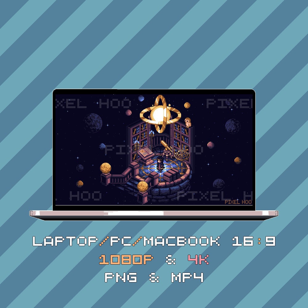 Astronomy Tower Animated Pixel Art Wallpaper | 4K & 1080p for Desktop, Mobile, Tablet, Ultrawide