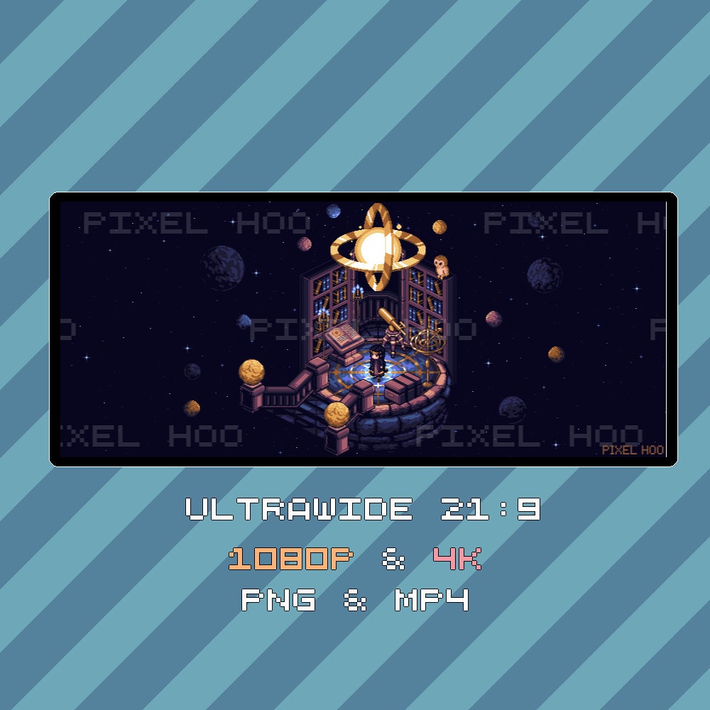 Astronomy Tower Animated Pixel Art Wallpaper | 4K & 1080p for Desktop, Mobile, Tablet, Ultrawide