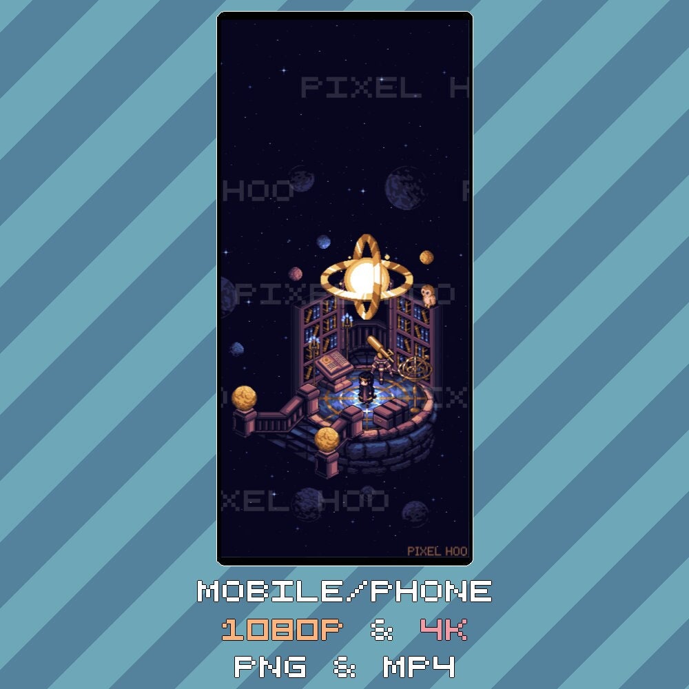 Astronomy Tower Animated Pixel Art Wallpaper | 4K & 1080p for Desktop, Mobile, Tablet, Ultrawide